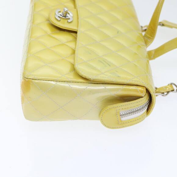 CHANEL Matelasse Backpack Patent Leather Yellow Silver CC - Picture 3 of 16